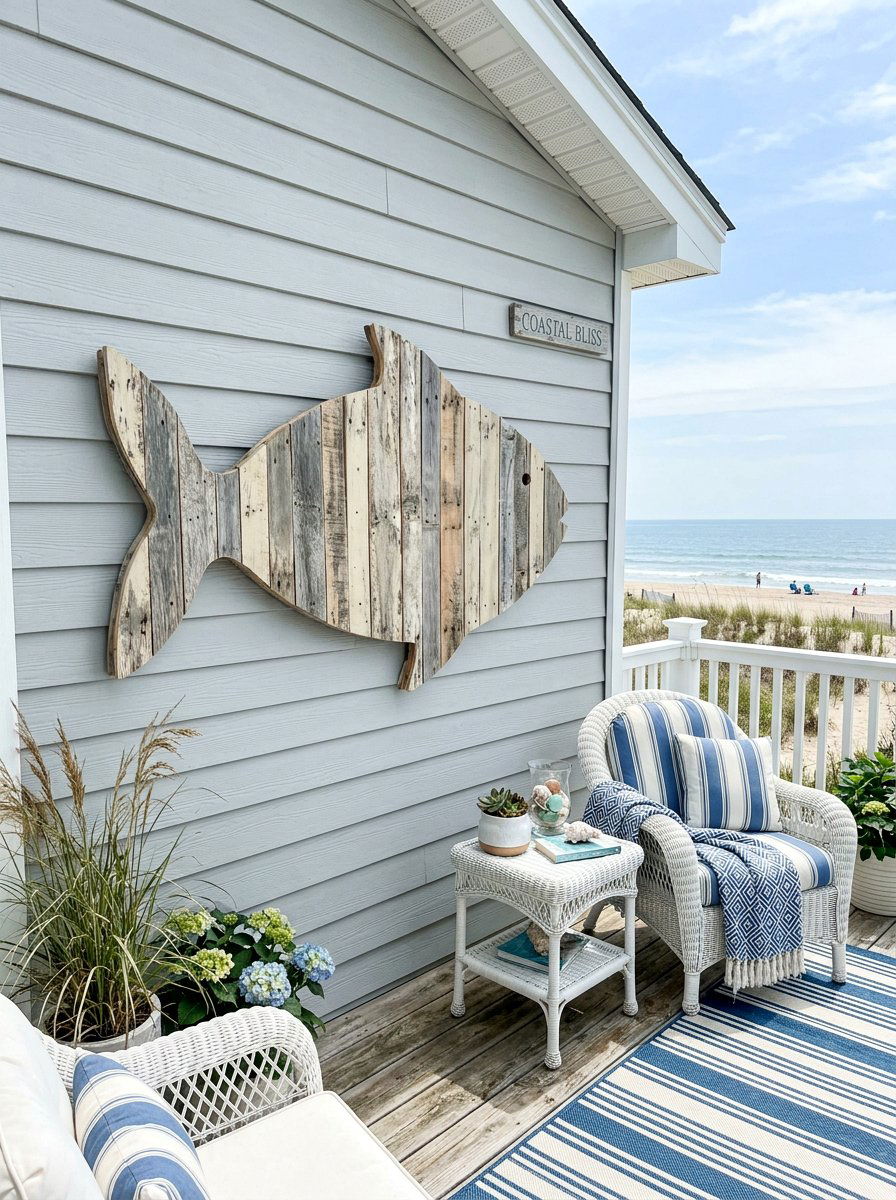 Pallet Fish Silhouette - 25 Pallet Outdoor Wall Art Ideas