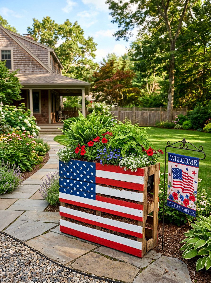 Pallet Flag Planter Box - 25 Pallet Flag Holder Ideas