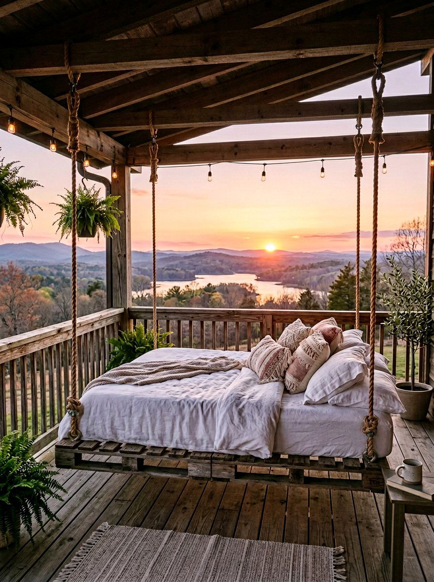 Pallet Floating Bed For Porch - 50 Outdoor Pallet Furniture Ideas