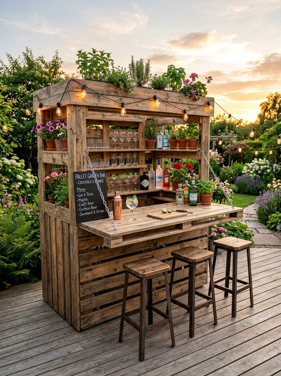 Pallet Garden Bar - 25 Pallet Garden Shed Ideas