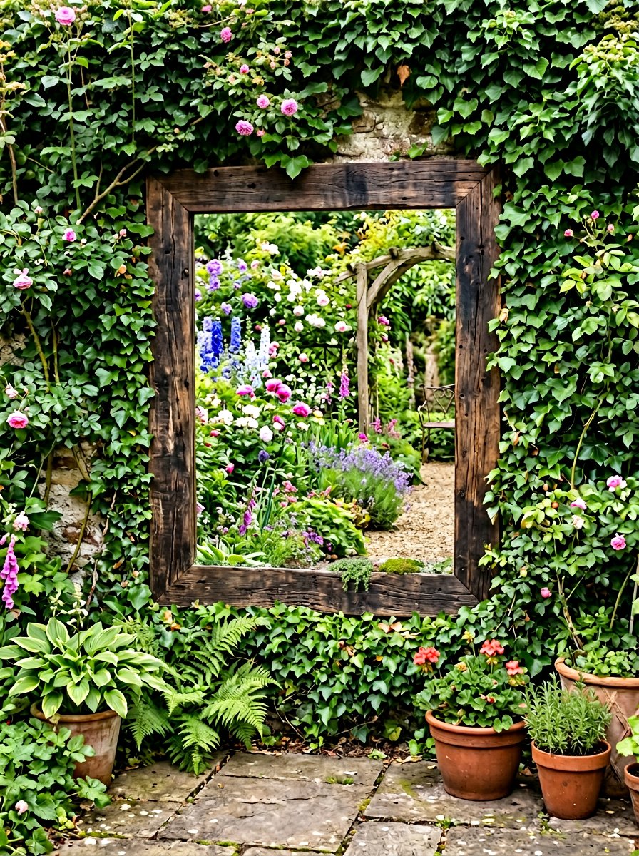 Pallet Garden Mirror - 25 Pallet Garden Art Ideas