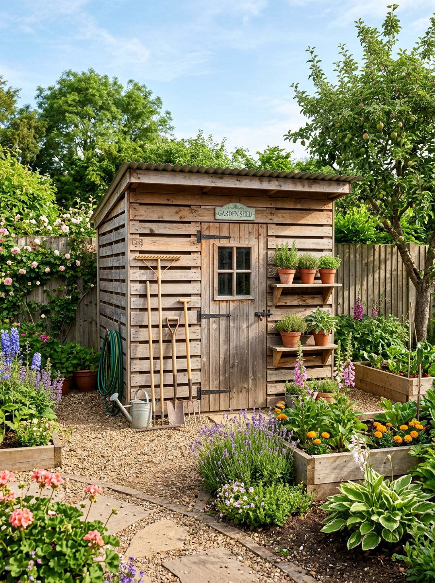 Pallet Garden Shed - 50 Outdoor Pallet Projects