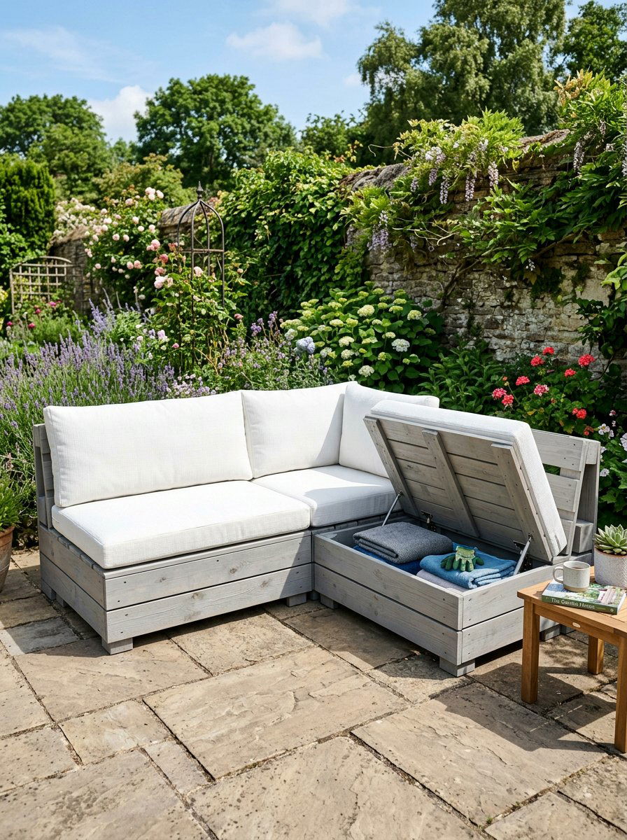 Pallet Garden Sofa With Storage - 50 Outdoor Pallet Furniture Ideas