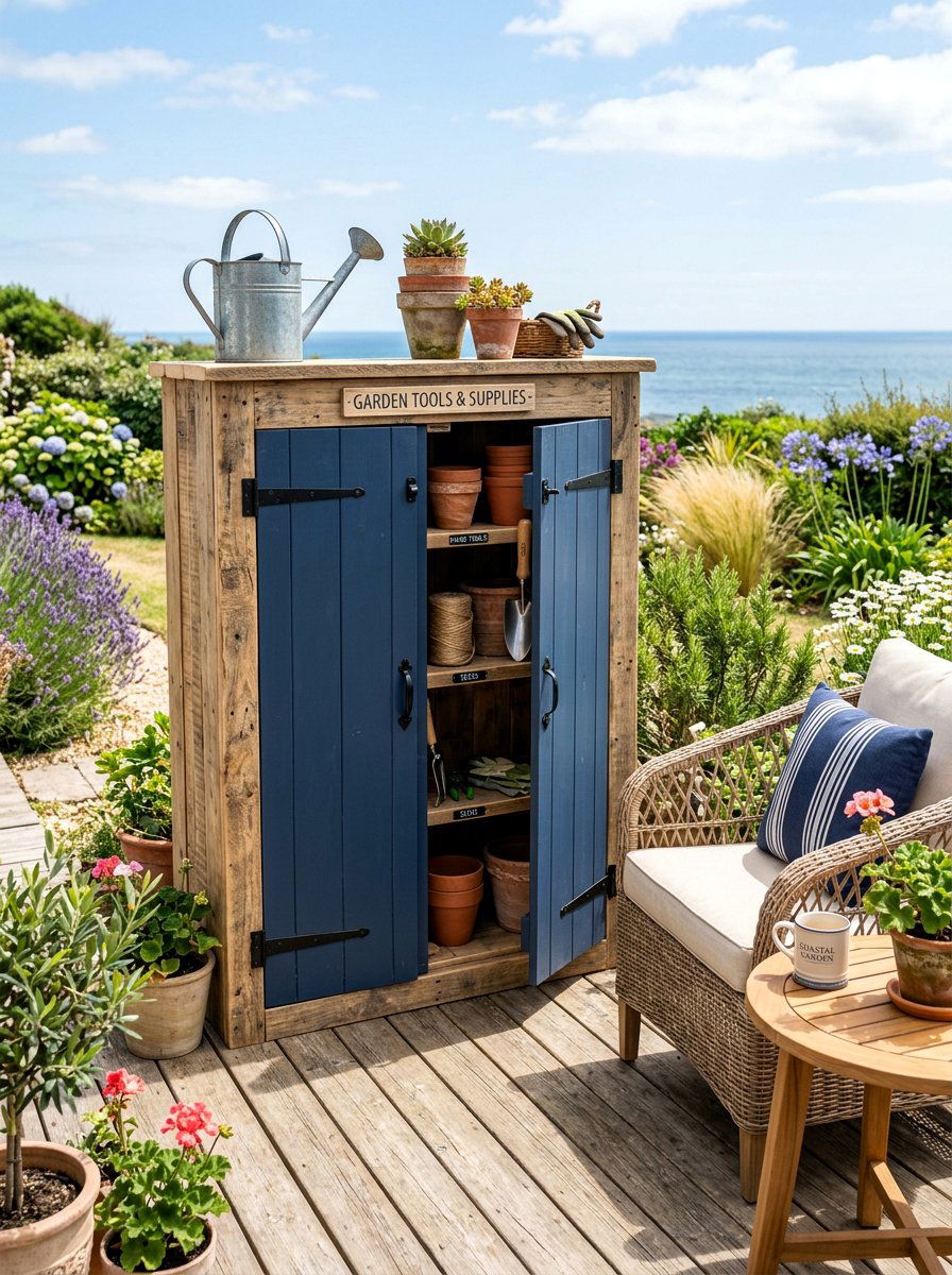 Pallet Garden Tool Cupboard - 25 Pallet Garden Tool Organizer Ideas