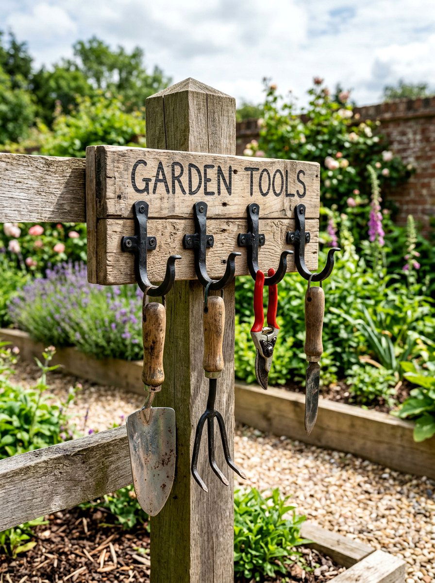 Pallet Garden Tool Hooks - 25 Pallet Garden Tool Organizer Ideas