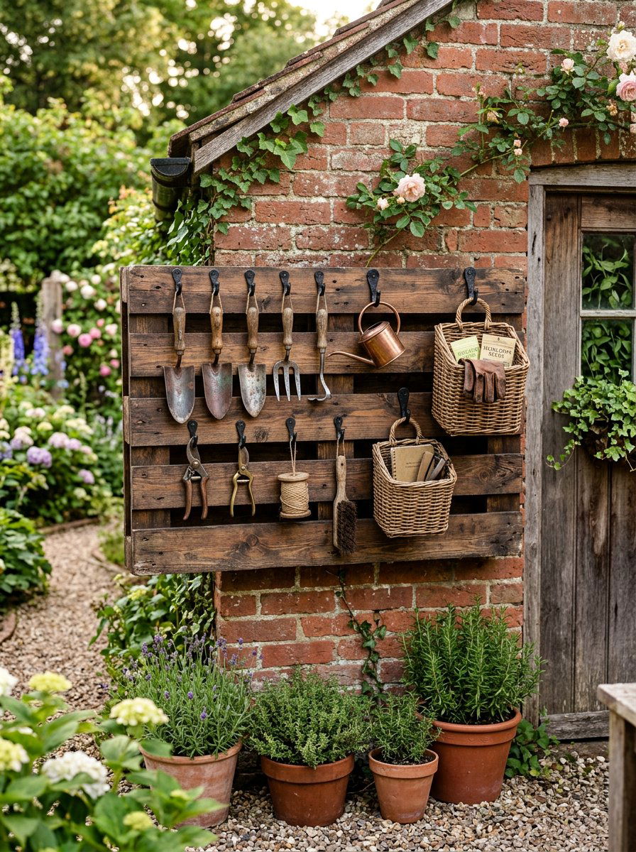 Pallet Garden Tool Wall - 25 Pallet Garden Tool Organizer Ideas