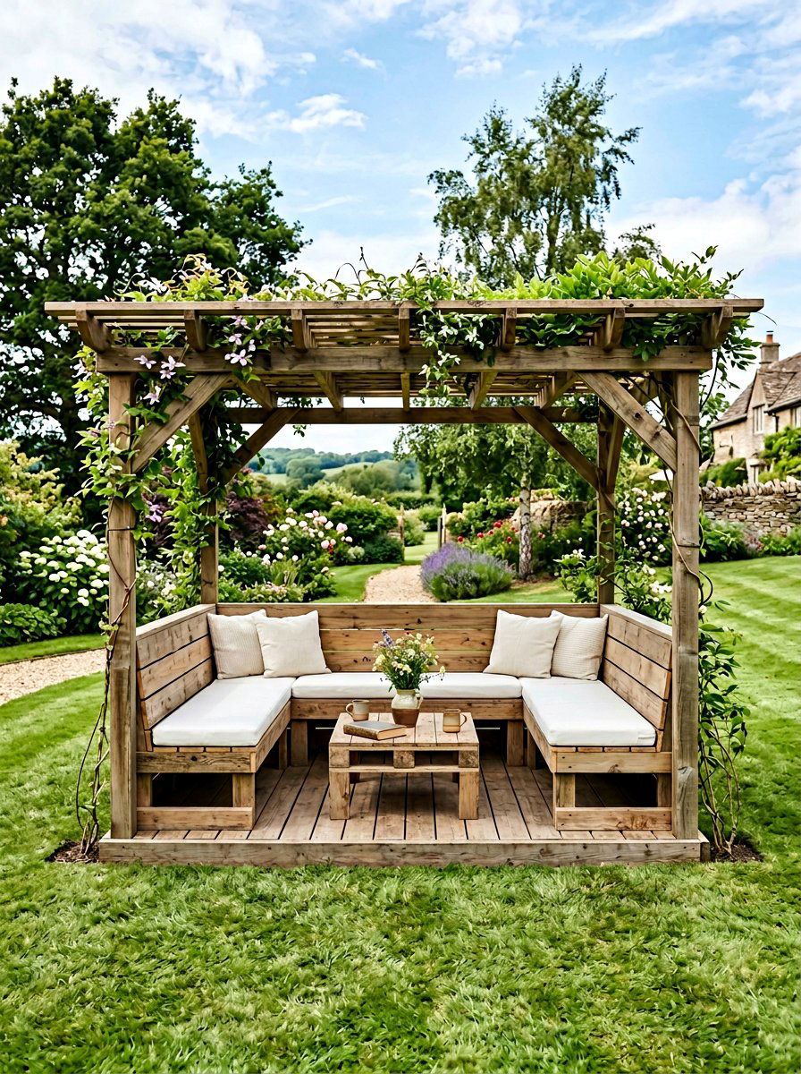 Pallet Gazebo Bench - 25 Pallet Gazebo Frame Ideas