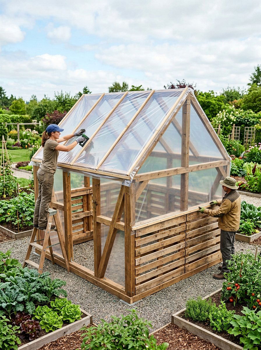 Pallet Greenhouse Plastic Cover - 25 Pallet Greenhouse Frame Ideas