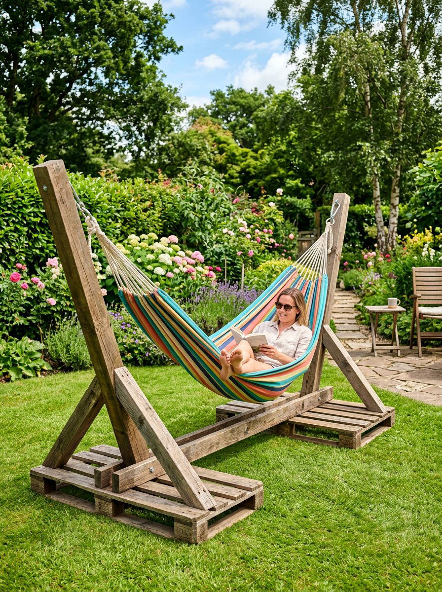 Pallet Hammock Stand - 50 Outdoor Pallet Projects