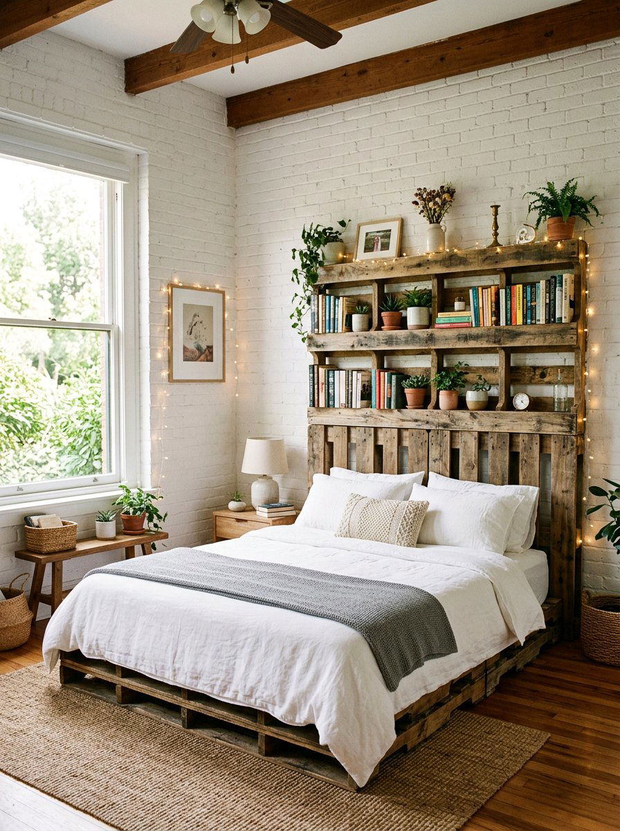 Pallet Headboard With Shelf Storage - 25 Pallet bed ideas with hidden storage