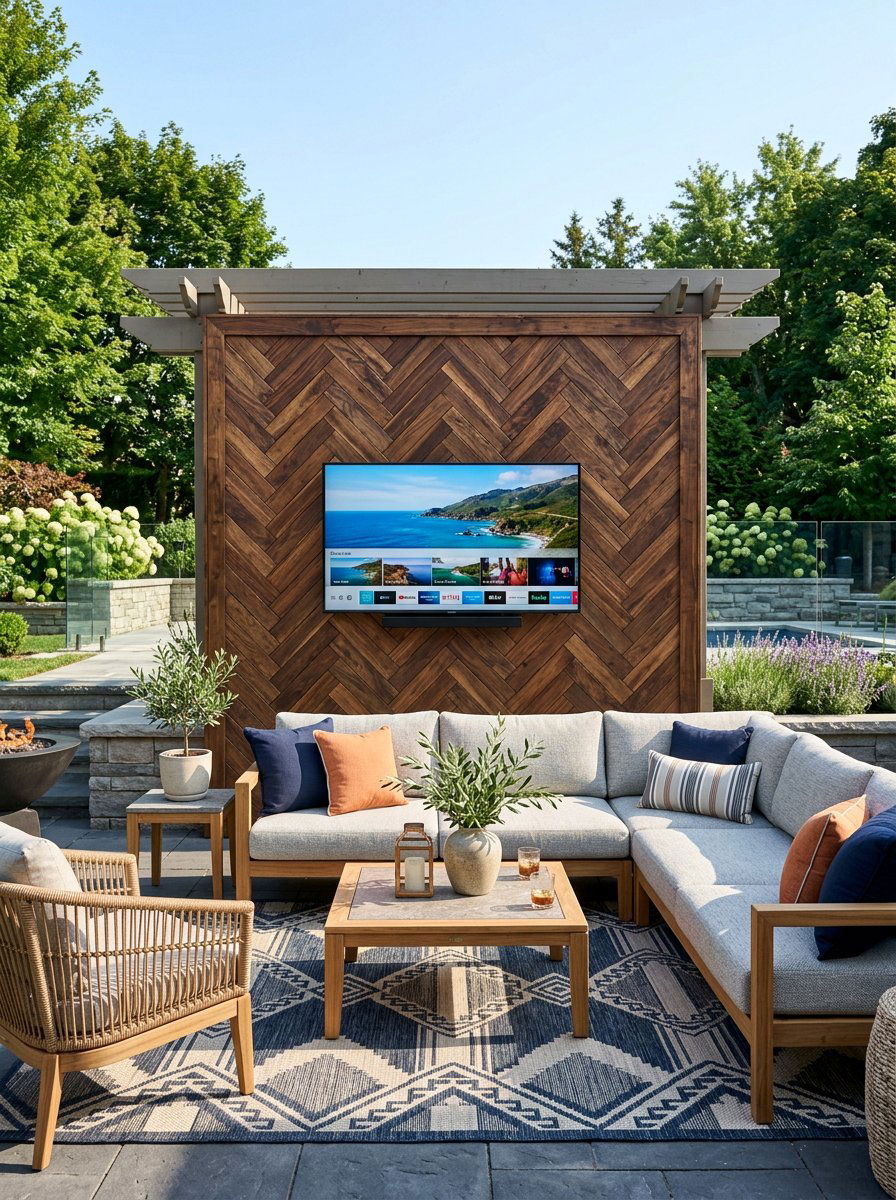 Pallet Herringbone Wall - 25 Pallet Outdoor Wall Art Ideas