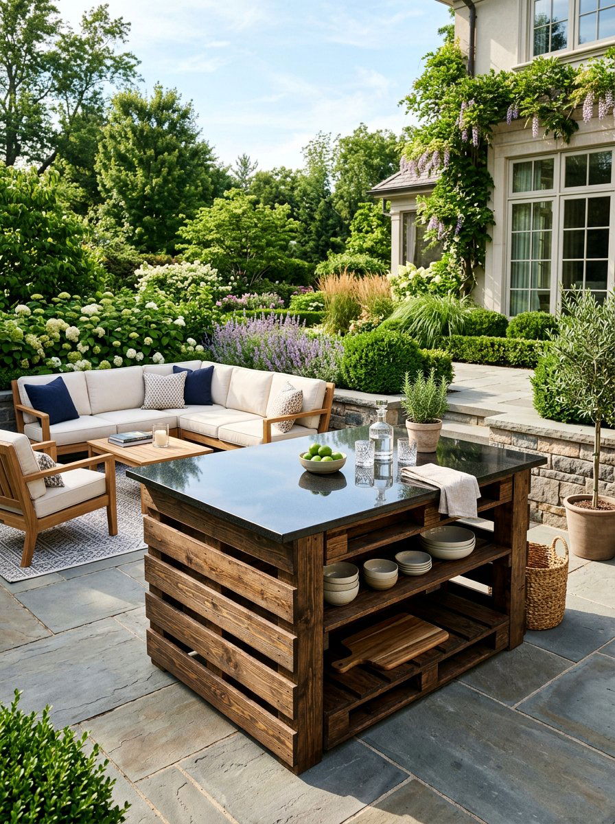 Pallet Island With Granite Top - 25 Pallet Outdoor Kitchen Island Ideas