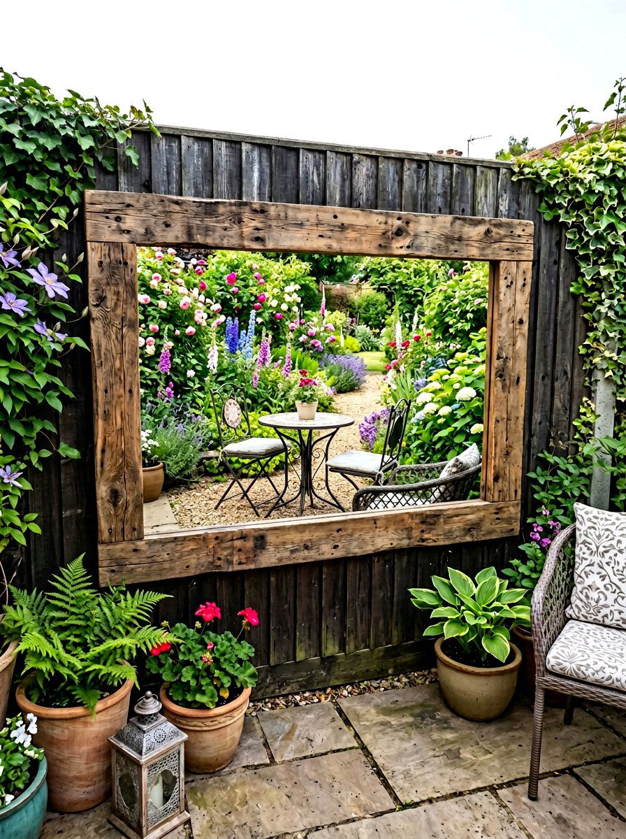 Pallet Mirror Frame - 25 Pallet Outdoor Wall Art Ideas