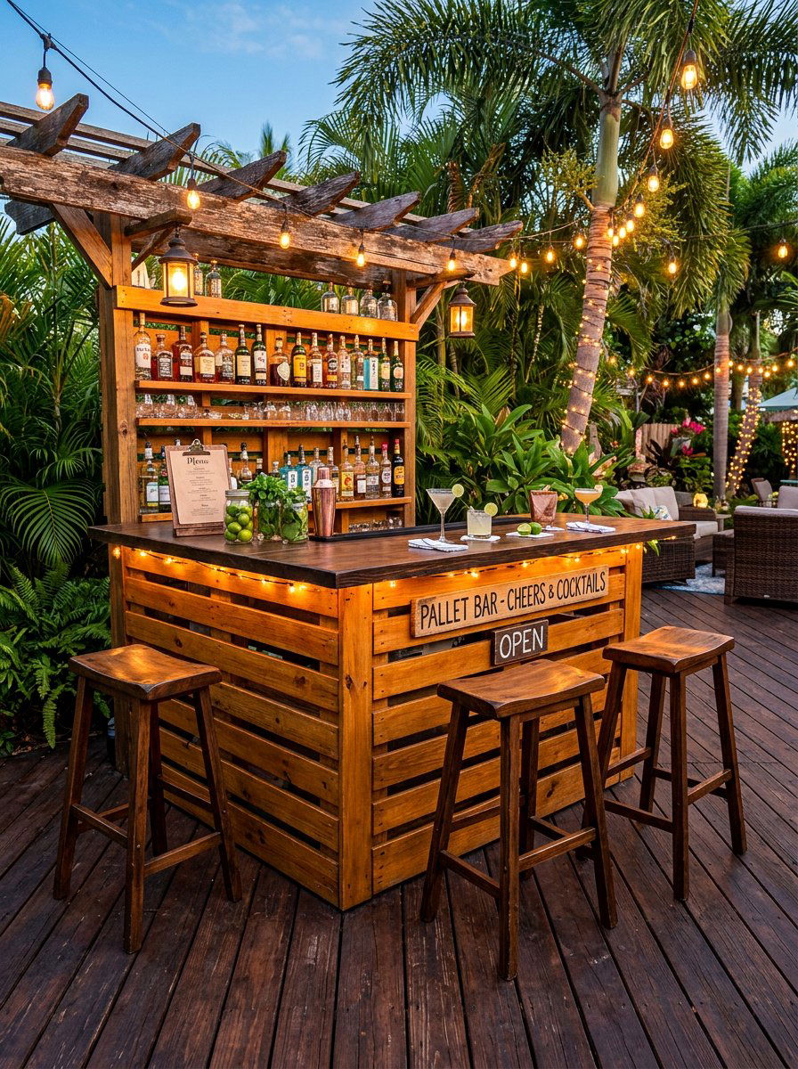 Pallet Outdoor Bar - 50 Outdoor Pallet Projects