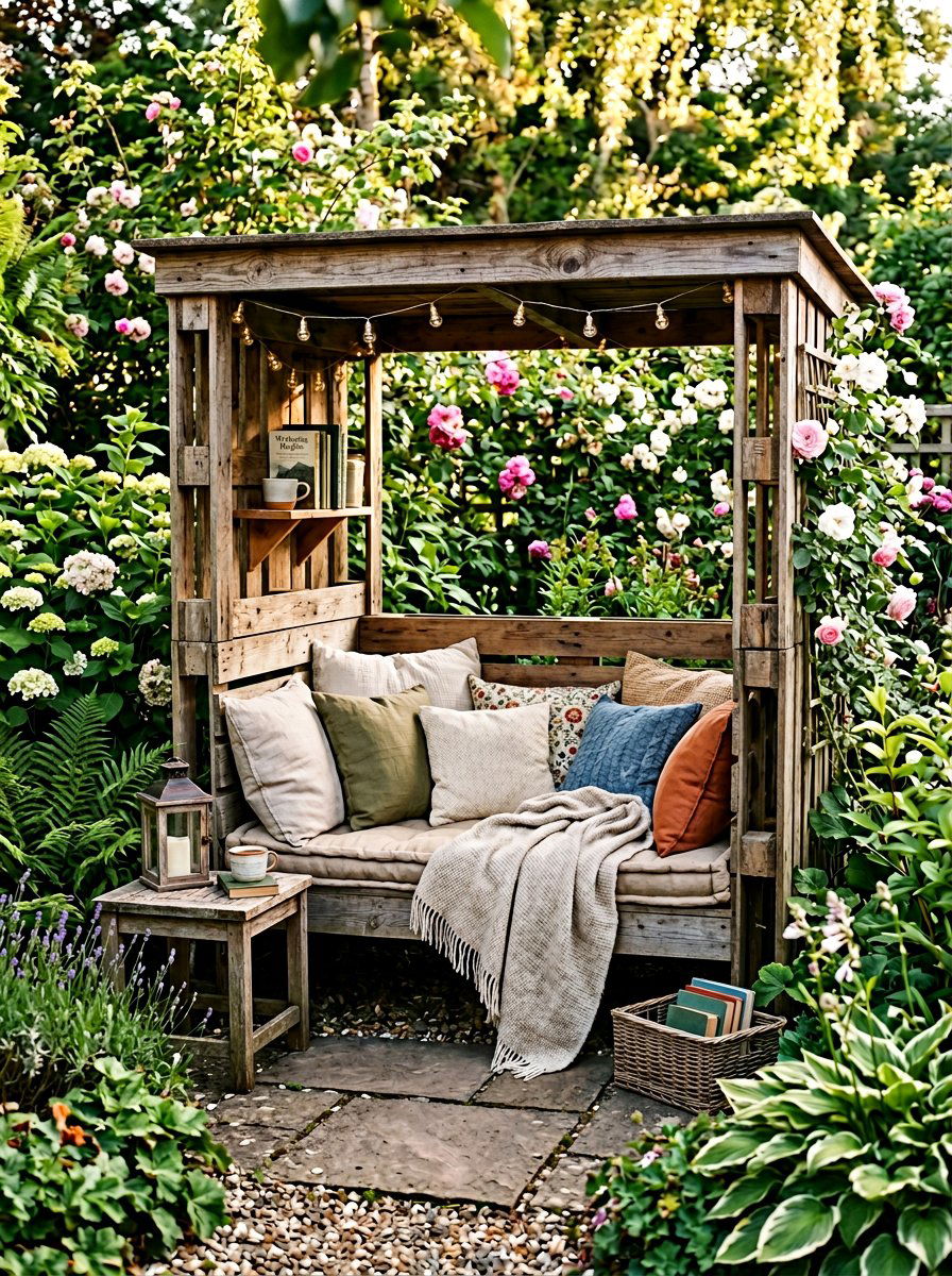 Pallet Outdoor Reading Nook - 50 Outdoor Pallet Furniture Ideas