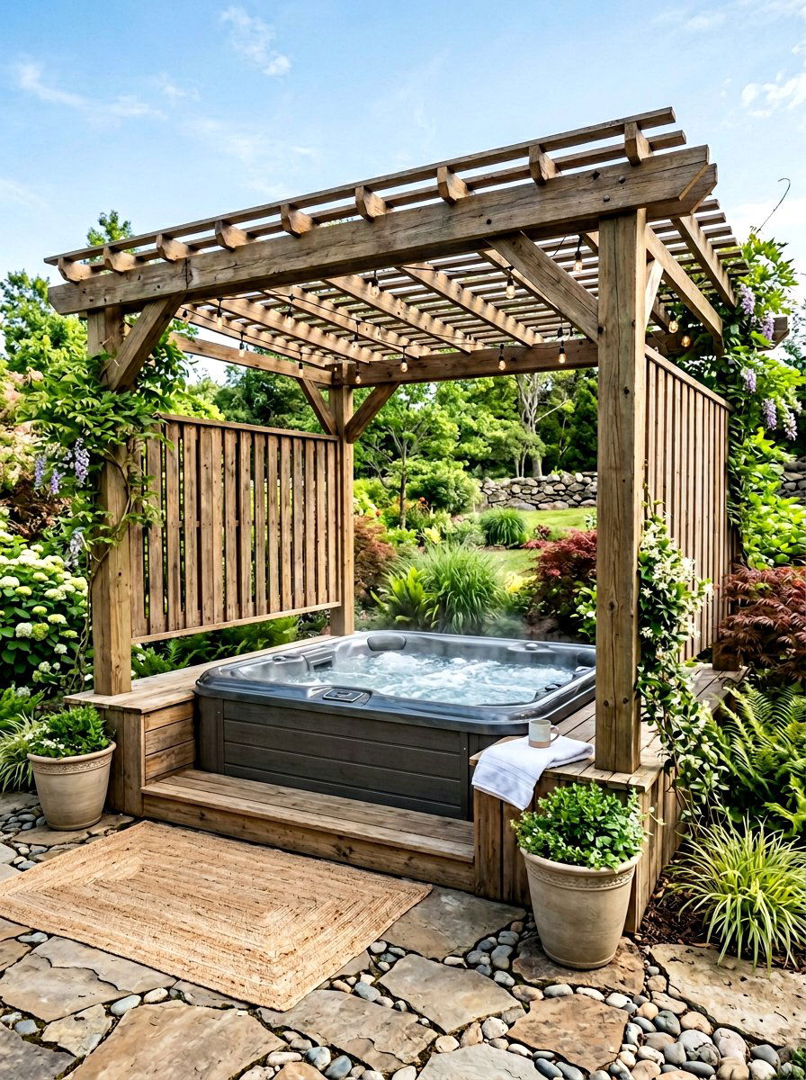 Pallet Pergola For Hot Tub - 25 Pallet Pergola Ideas