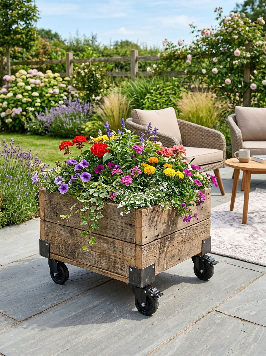 Pallet Planter Box On Wheels - 25 Pallet Planter Box Ideas