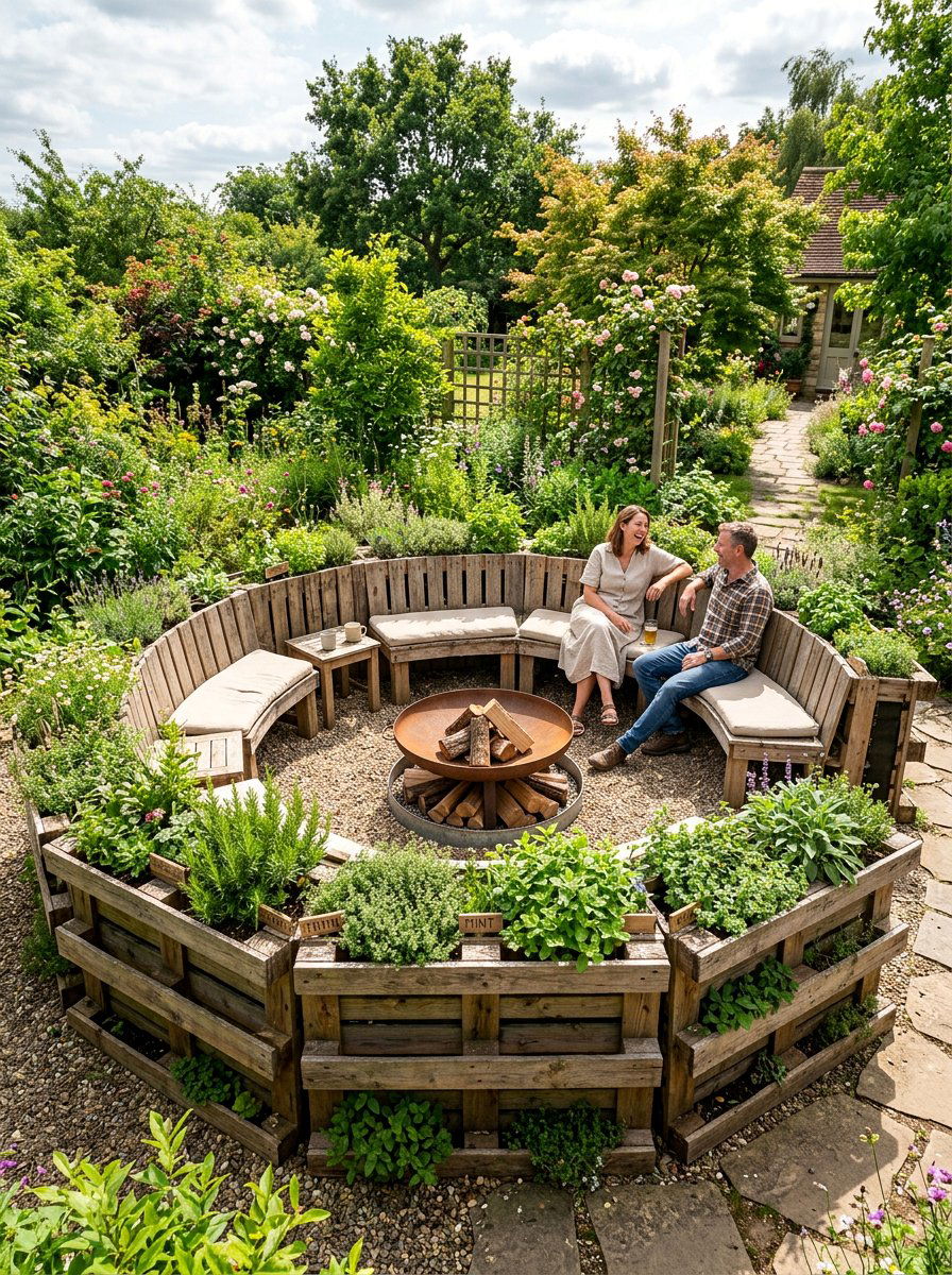 Pallet Planter Box Surround - 25 Pallet Fire Pit Surround Ideas