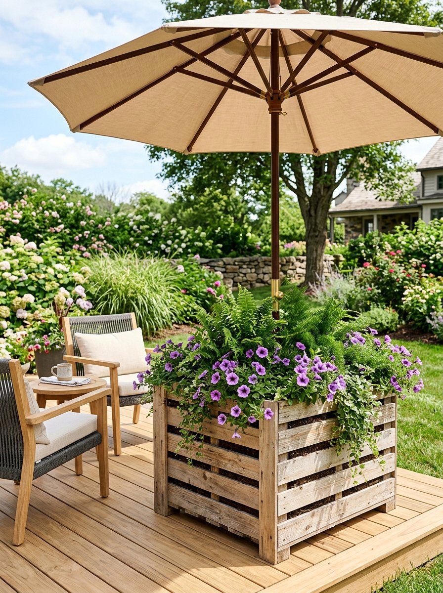 Pallet Planter Box - 25 Pallet Umbrella Stand Ideas