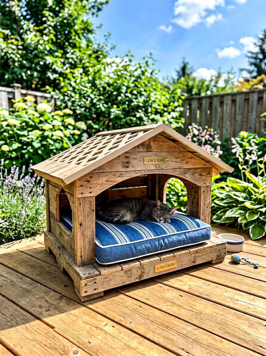 Pallet Porch Cat Bed - 25 pallet cat shelter ideas