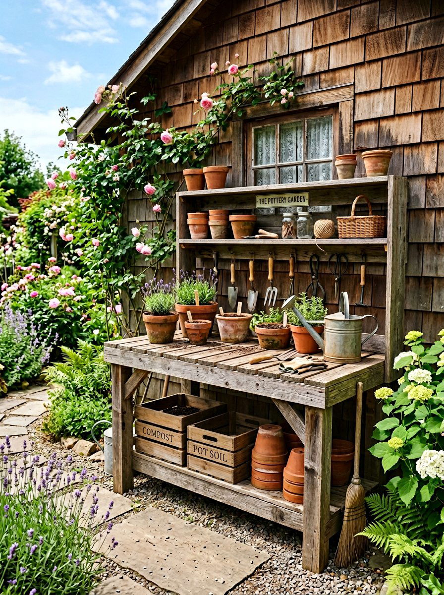 Pallet Potting Bench - 25 Pallet Garden Art Ideas