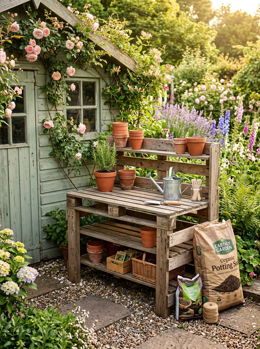 Pallet Potting Bench - 50 Outdoor Pallet Projects