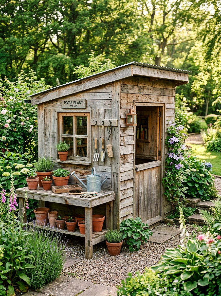 Pallet Potting Shed - 25 Pallet Garden Shed Ideas