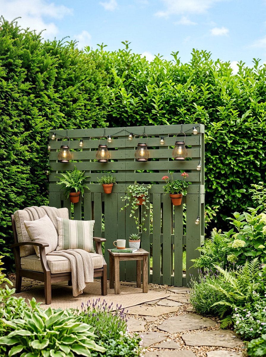 Pallet Privacy Screen - 25 Pallet Outdoor Wall Art Ideas