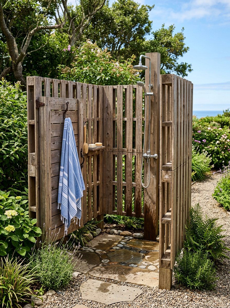 Pallet Privacy Screen - 25 Pallet Outdoor Shower Ideas
