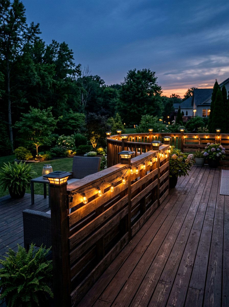 Pallet Railing Solar Lights - 25 Pallet Deck Railing Ideas