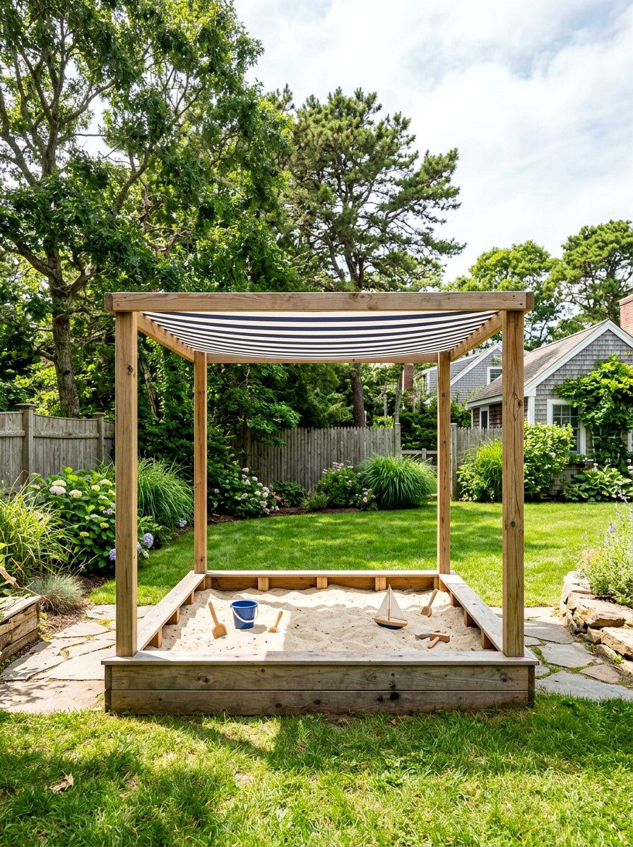 Pallet Sandbox With Canopy - 25 Pallet Sandbox for Kids Ideas
