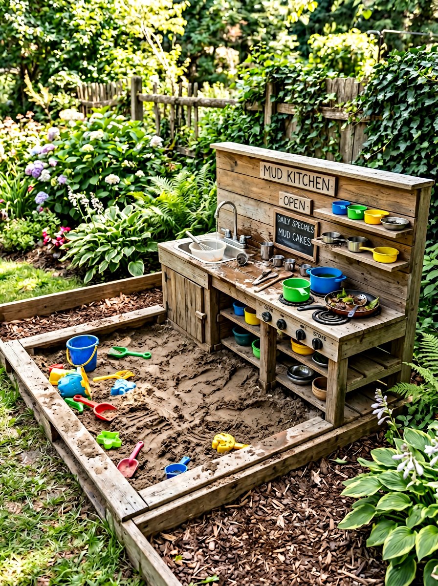 Pallet Sandbox With Mud Kitchen - 25 Pallet Sandbox for Kids Ideas