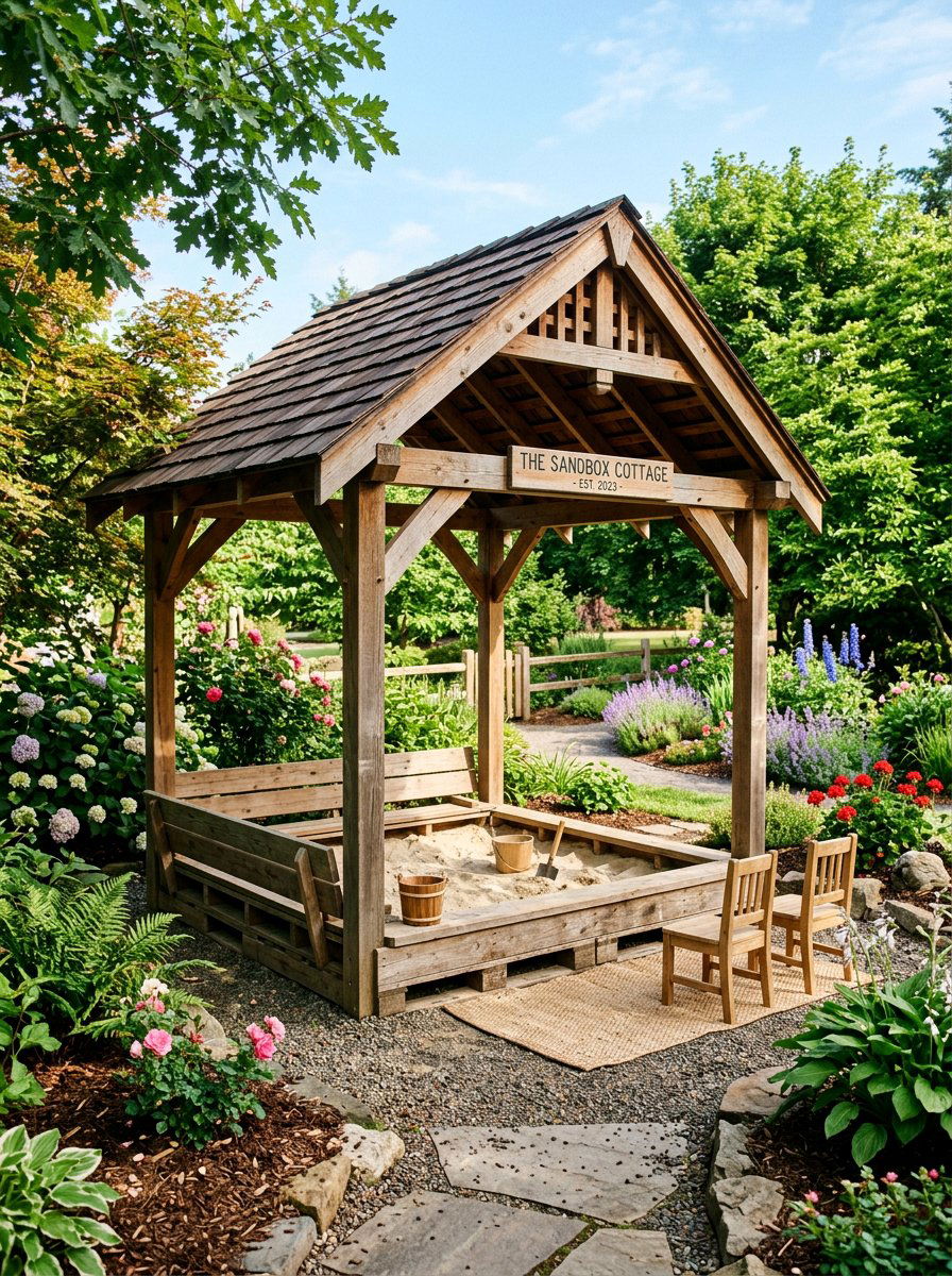 Pallet Sandbox With Roof - 25 Pallet Sandbox for Kids Ideas