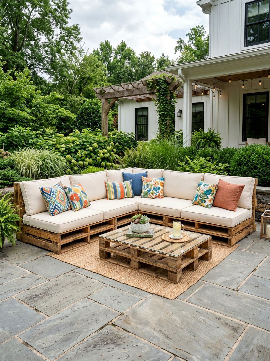 Pallet Sectional Sofa - 50 Outdoor Pallet Projects