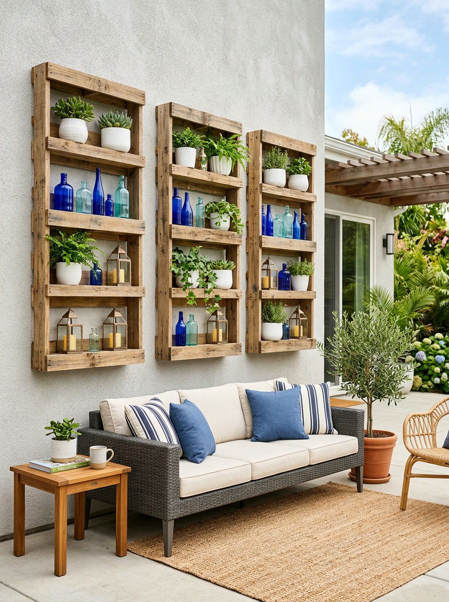 Pallet Shelving Unit - 25 Pallet Outdoor Wall Art Ideas