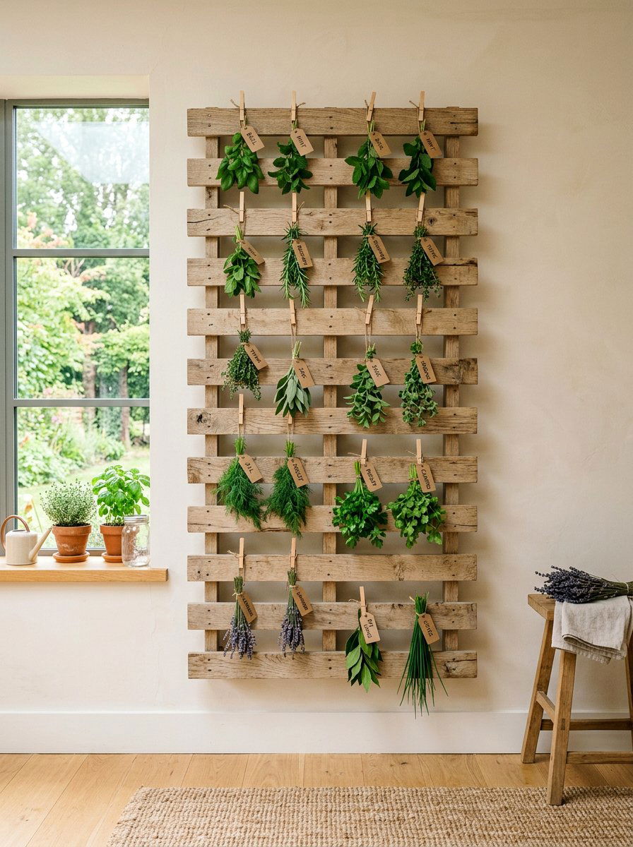 Pallet Slat Herb Rack - 25 Pallet Herb Drying Rack Ideas