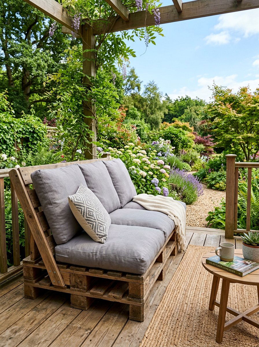 Pallet Sofa With Backrest - 25 Pallet Outdoor Sofa Ideas