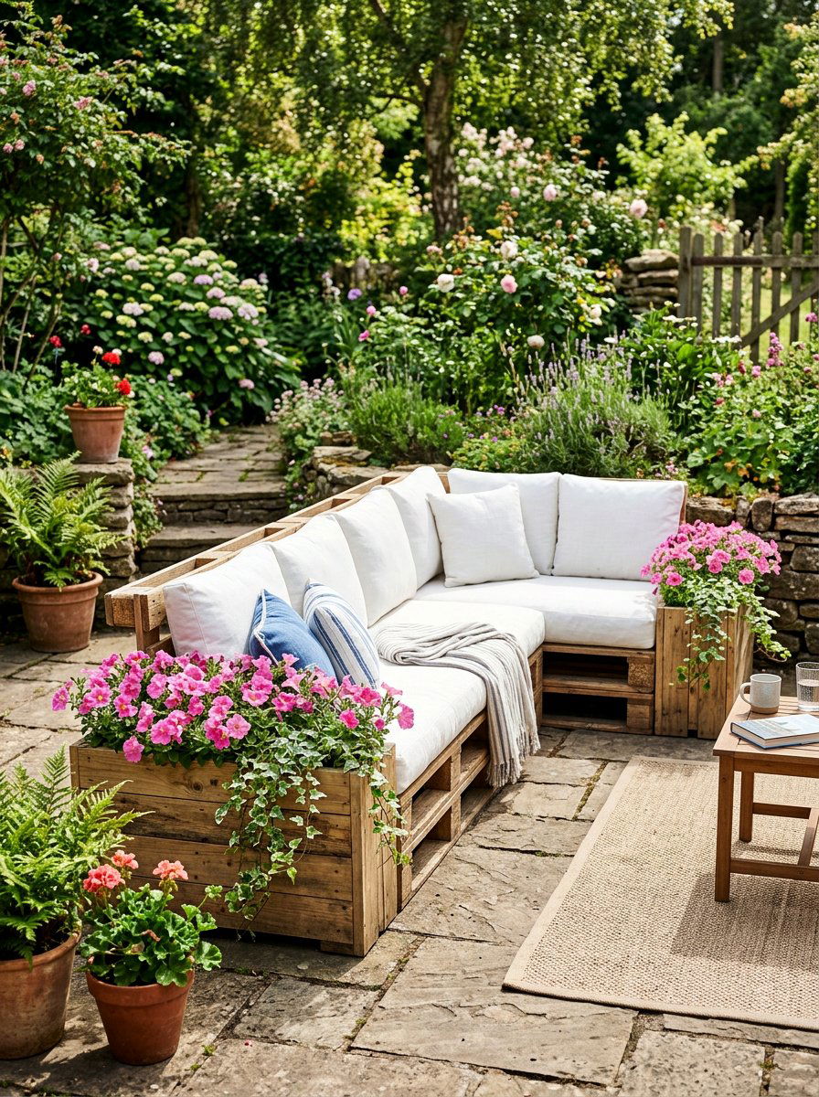 Pallet Sofa With Built In Planter - 25 Pallet Outdoor Sofa Ideas