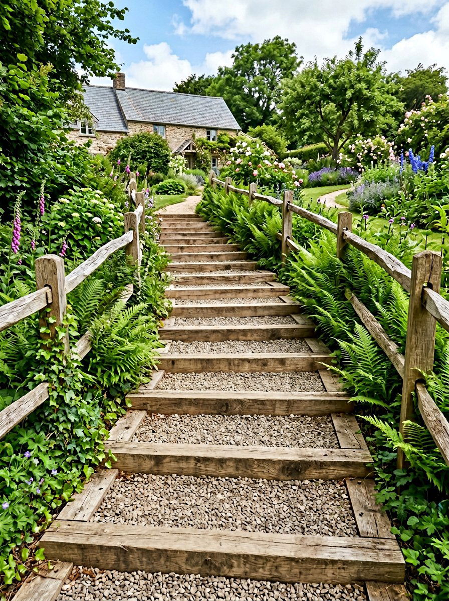 Pallet Staircase With Gravel Infill - 25 Pallet Staircase for Garden Ideas