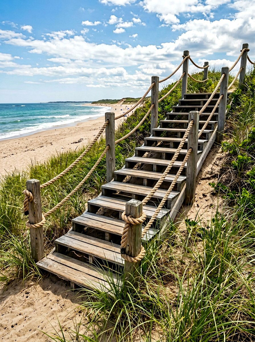 Pallet Staircase With Rope Railing - 25 Pallet Staircase for Garden Ideas