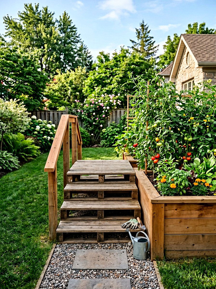 25 Pallet Staircase for Garden Ideas for Steep Slopes