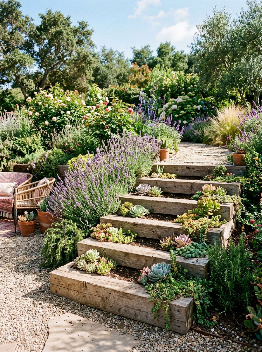 Pallet Stairs With Built In Planter - 25 Pallet Staircase for Garden Ideas