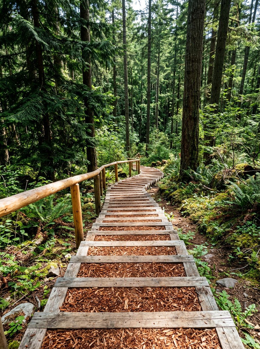 Pallet Stairs With Wood Chips - 25 Pallet Staircase for Garden Ideas