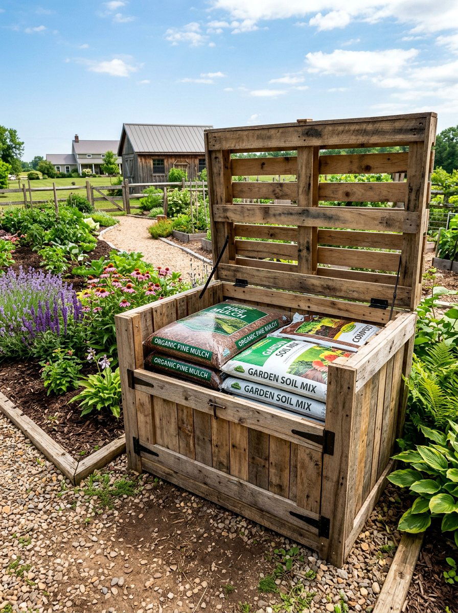 Pallet Storage Bin - 25 Pallet Garden Shed Ideas