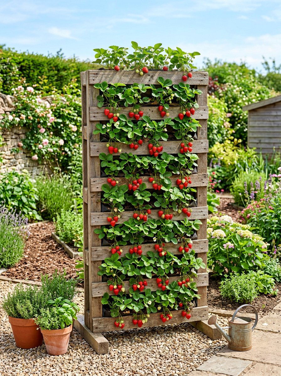 Pallet Strawberry Tower - 50 Outdoor Pallet Projects