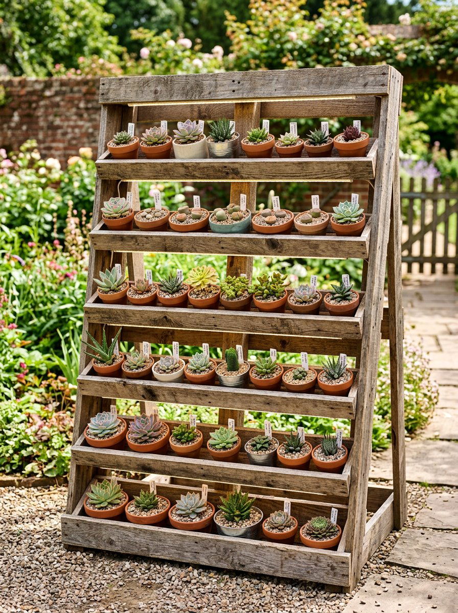 Pallet Succulent Display - 25 Pallet Succulent Garden Ideas
