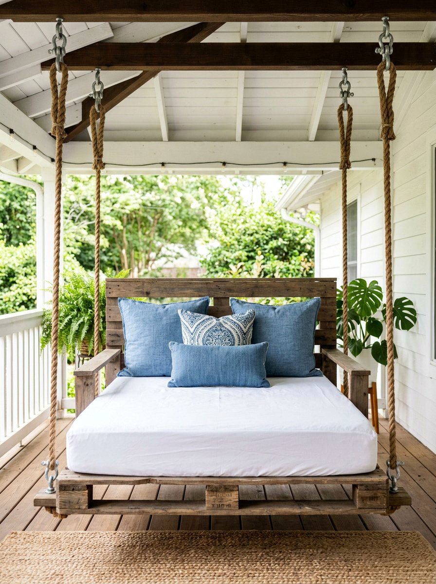 Pallet Swing Bed - 50 Outdoor Pallet Projects