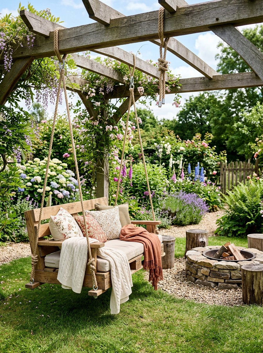 Pallet Swing Bench - 25 Pallet Fire Pit Surround Ideas