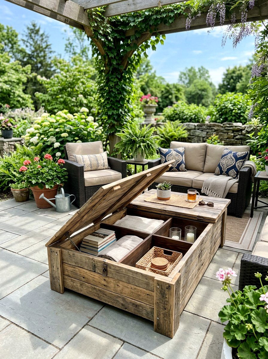 Pallet Table With Hidden Storage - 25 Pallet Coffee Table for Patio Ideas