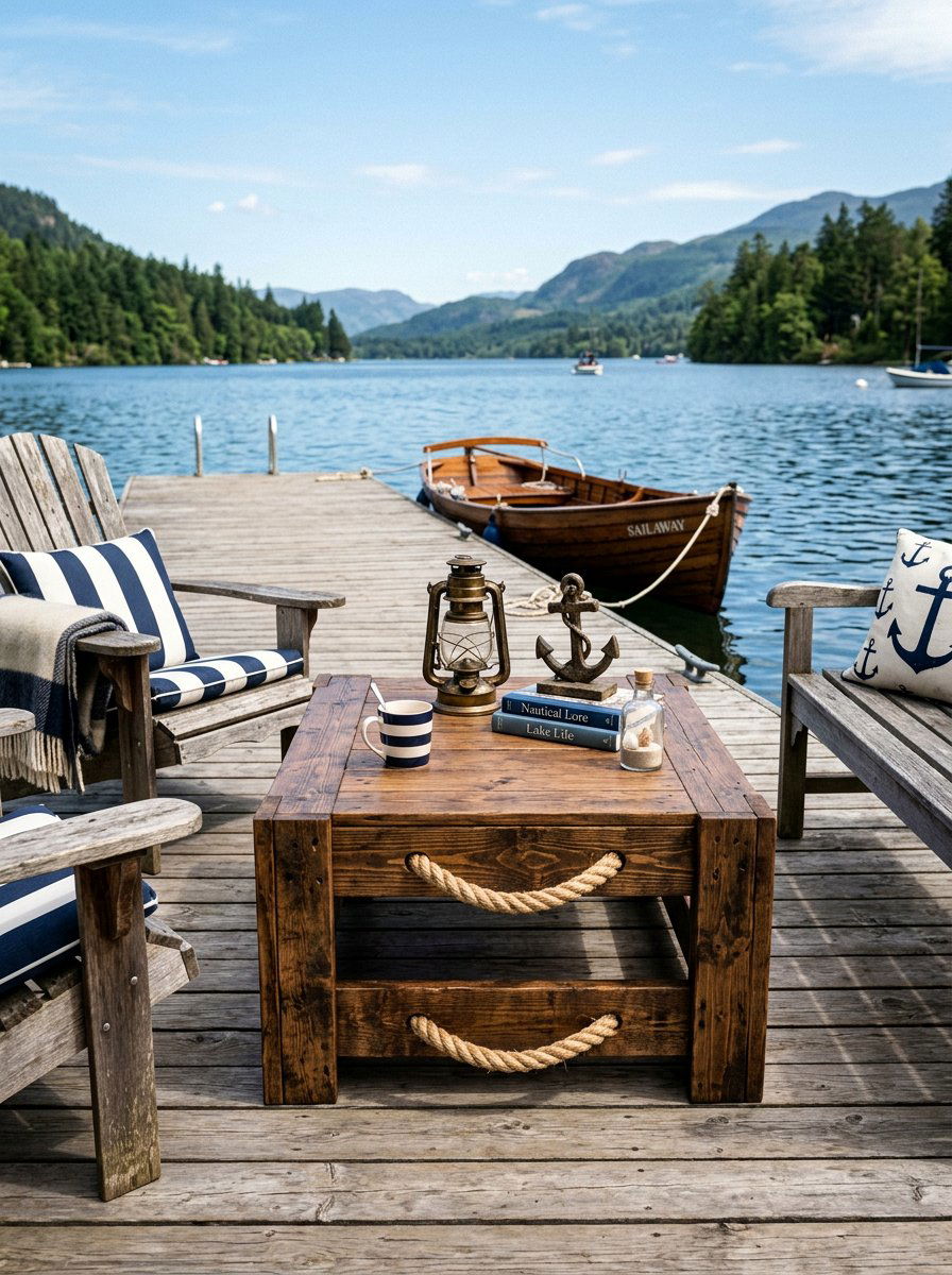 Pallet Table With Rope Handles - 25 Pallet Coffee Table for Patio Ideas